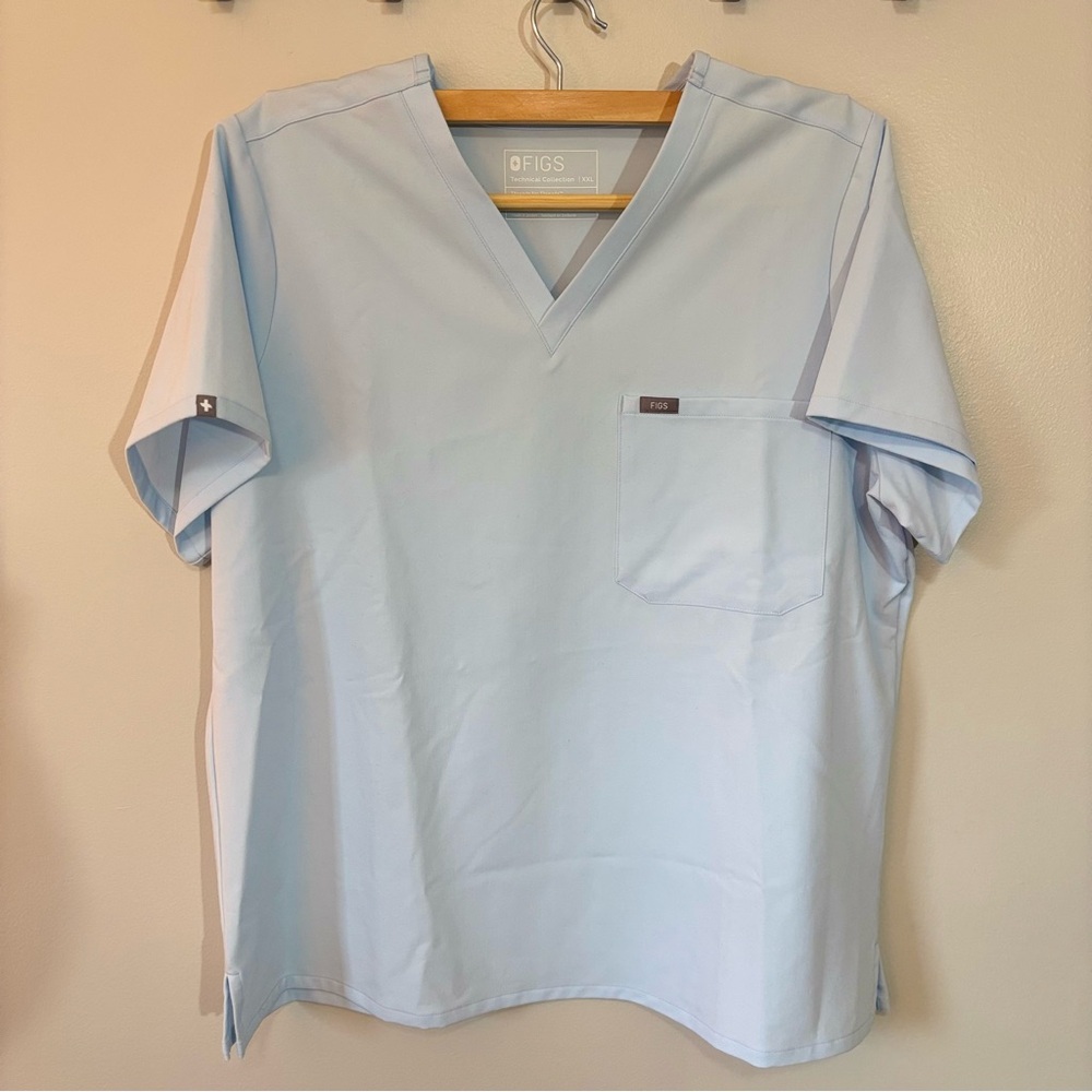 Figs Light Blue Scrub Set with Neon Accents, Technical Collection XXL - Picture 3 of 12
